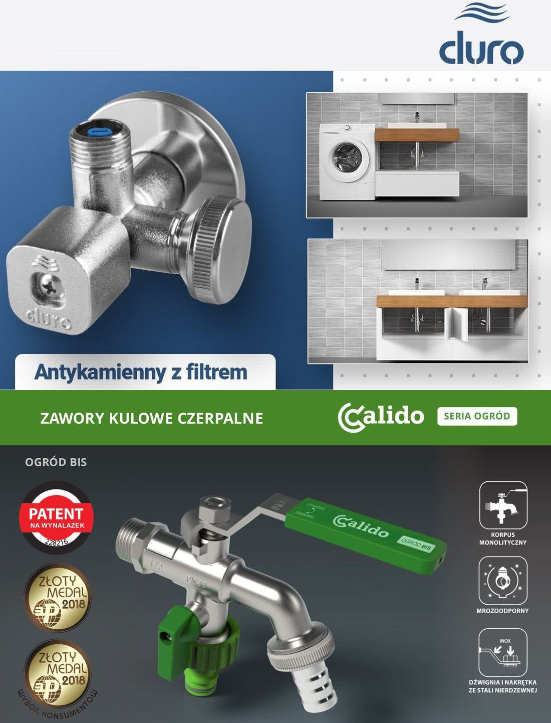 Zawór kątowy antykamieny DURO SOLID i SOLID BIS do podłączenia pralki pod umywalką, ogrodowy zawór kulowy CALIDO OGRÓD BIS. fot. Arka Sp. z o.o. Zawór kątowy antykamieny DURO SOLID i SOLID BIS do podłączenia pralki pod umywalką, ogrodowy zawór kulowy CALIDO OGRÓD BIS. fot. Arka Sp. z o.o.